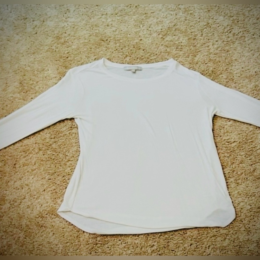 NWOT Athleta Crisp White Scoop Neck Long-Sleeve Top, Size Medium